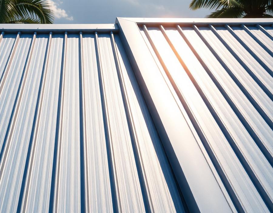 Standing seam metal roof installed on a modern Miami house